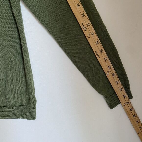 Vintage JG Hook Merino Wool Cardigan Women L Olive Green Full Zip Retro Cottage - Picture 7 of 8